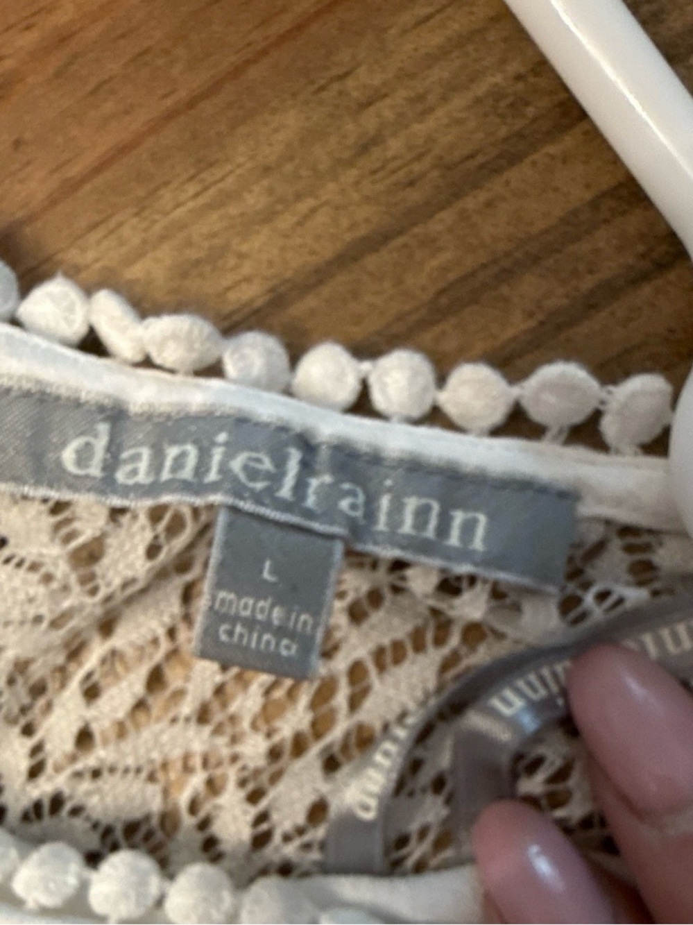 Daniel Rainn Cream Lace-Trim Pintuck Blouse - Picture 3 of 5